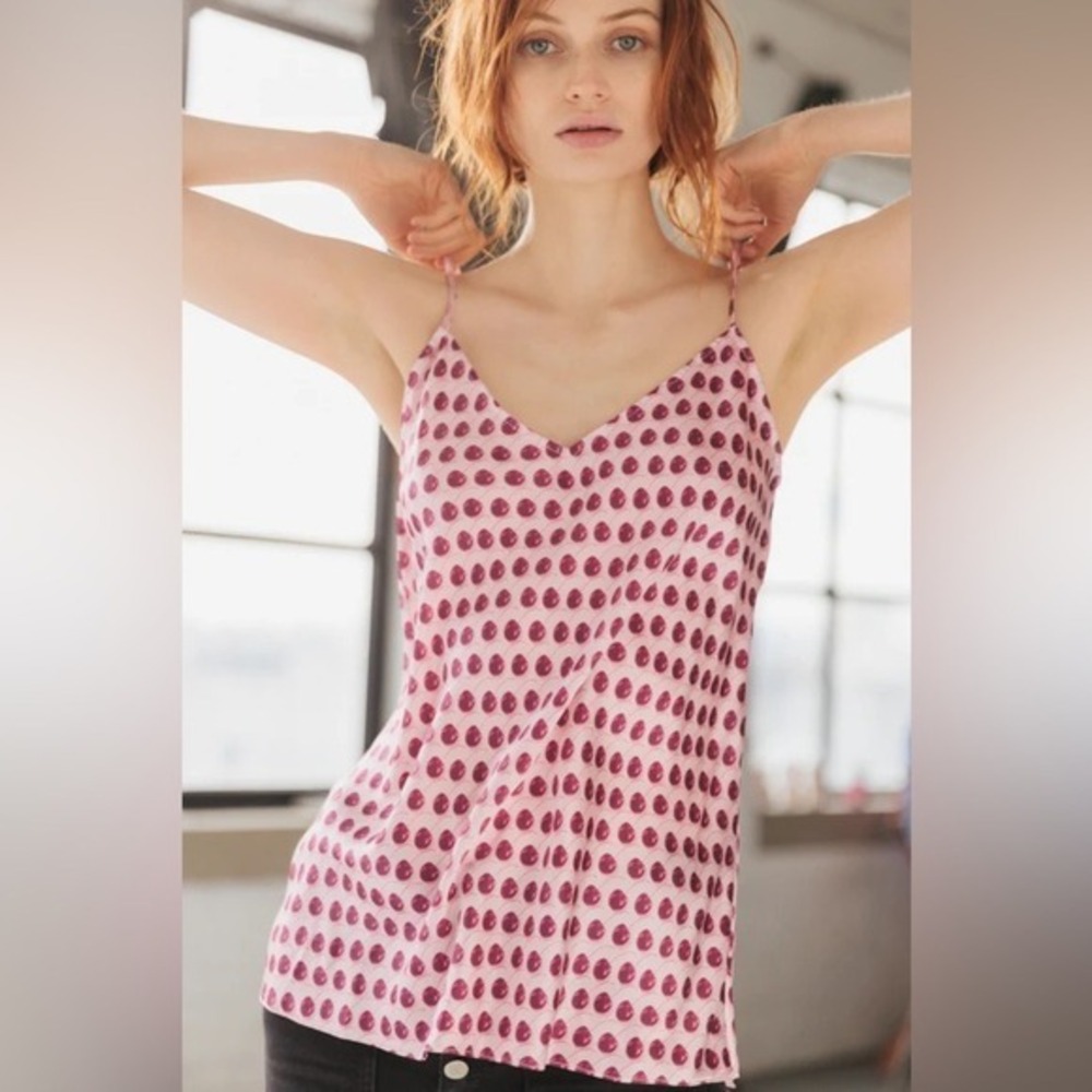 Catherine Gee Women's Medium Stylish Pink Cherry Print Tank‎ Top NEW